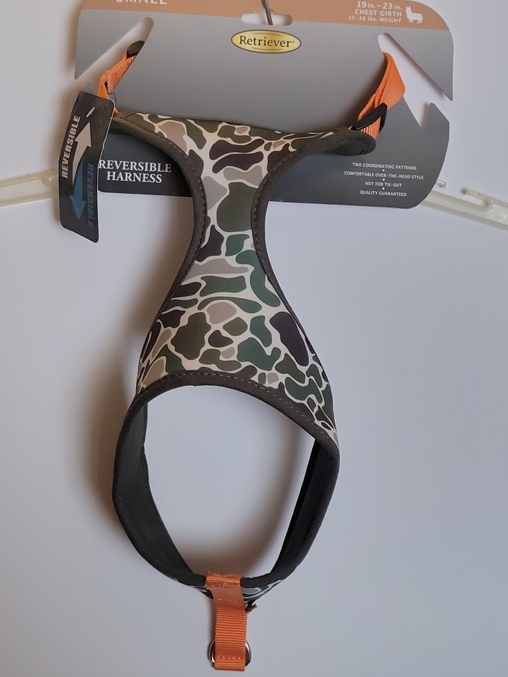 Reversible Camo & Orange Dog Harness